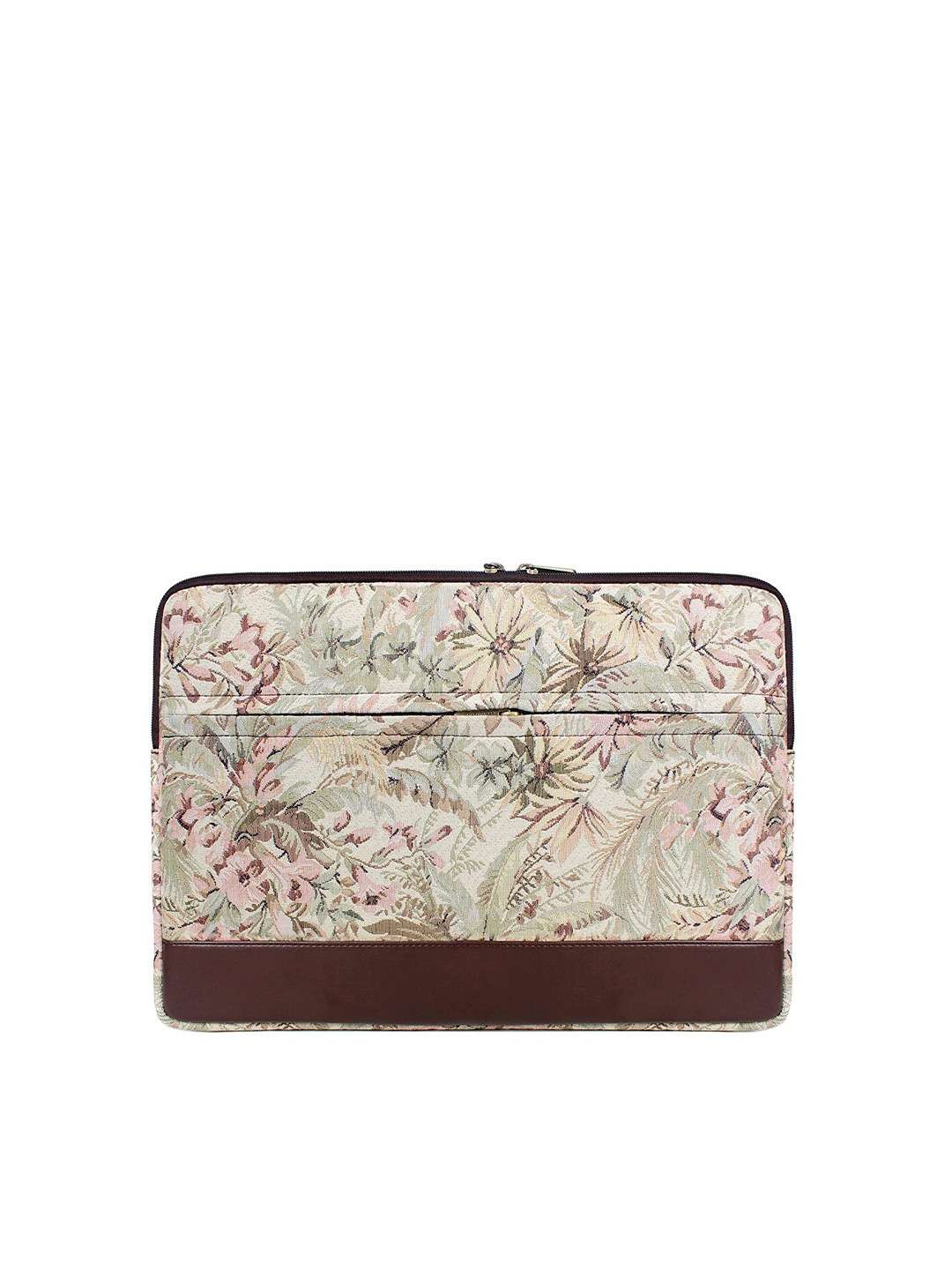 THE CLOWNFISH Python Floral Printed Python Flax Laptop Sleeve