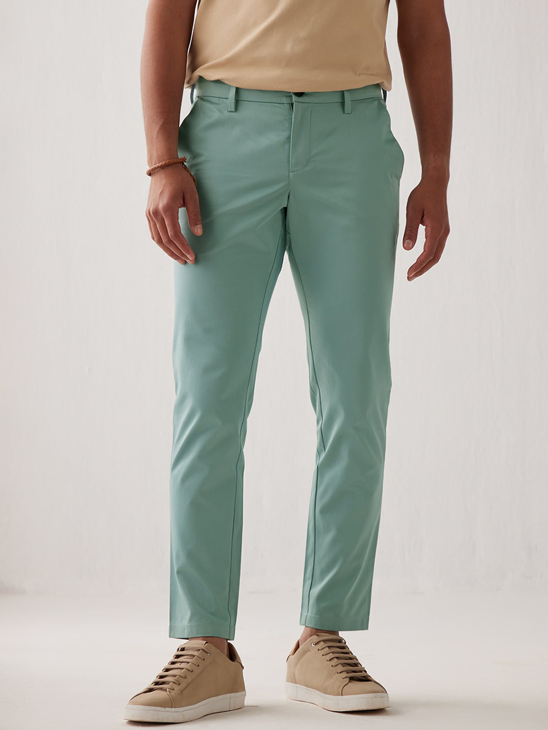 Andamen Men Mid Rise Easy Wash Slim Fit Slant Pocket Cotton Chinos