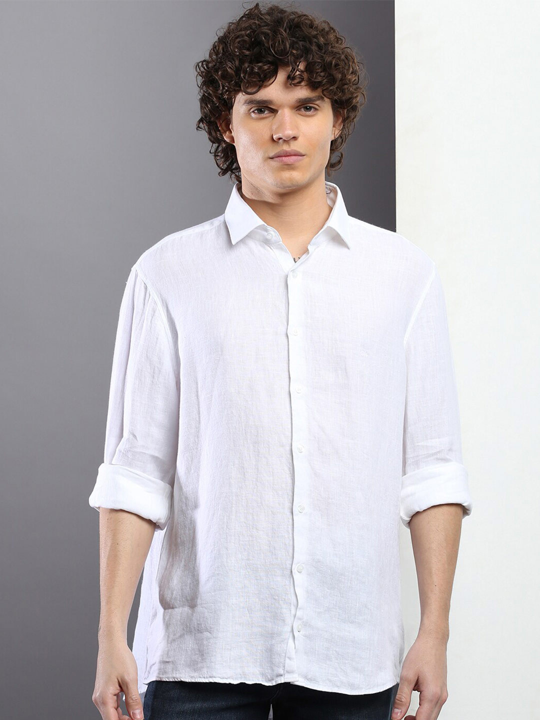 Calvin Klein Jeans Slim Fit Casual Linen Shirt