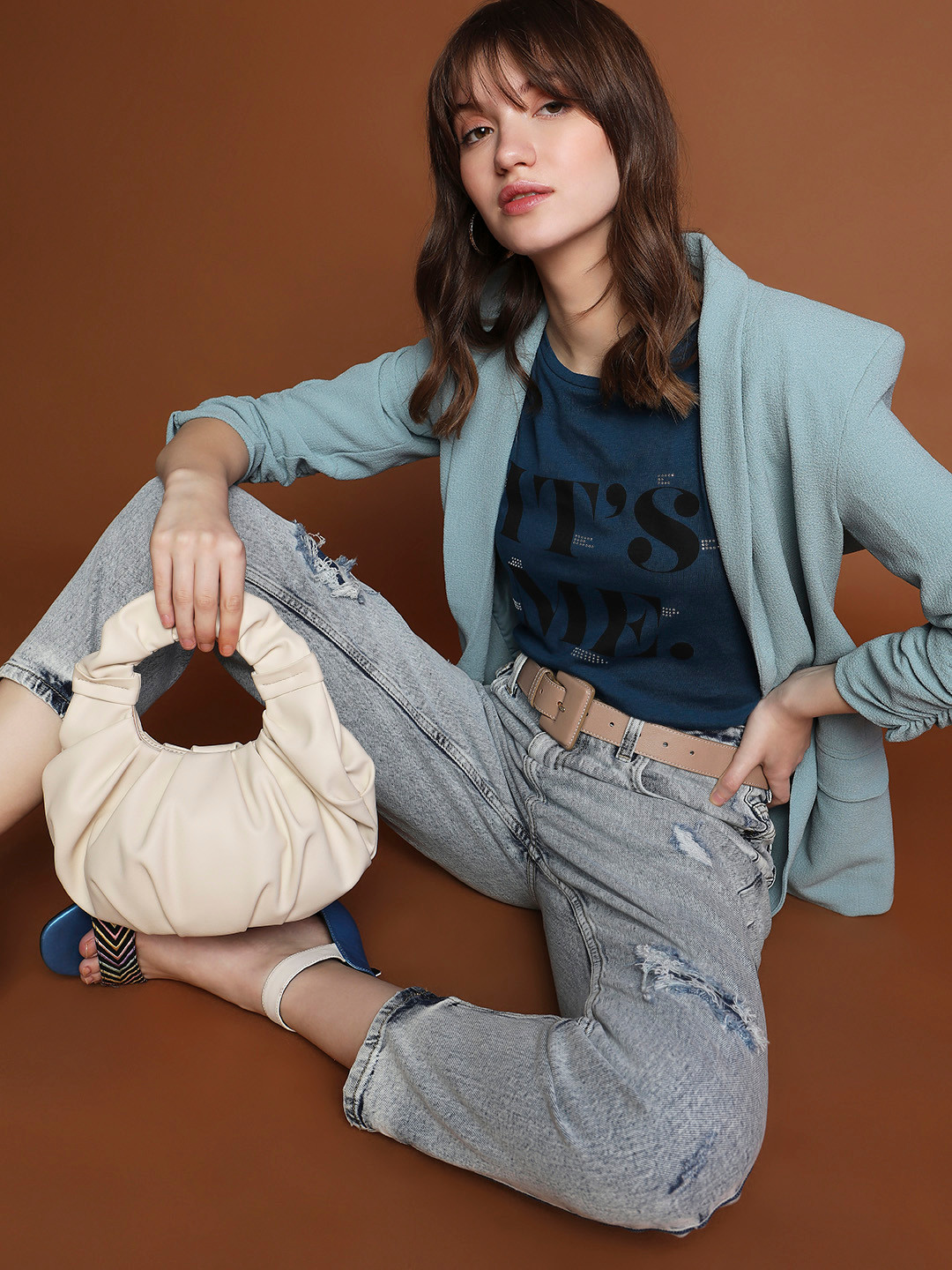 Vero Moda Short Sleeves Typography Printed Cotton T-shirt