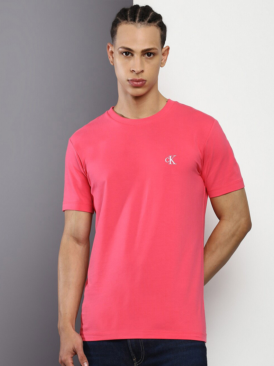 Calvin Klein Jeans Men Pink Slim Fit T-shirt