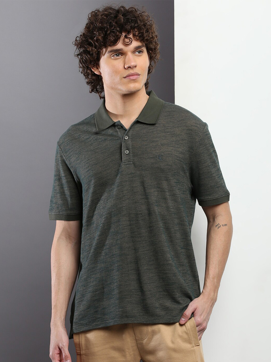 Calvin Klein Jeans Polo Collar Short Sleeves Pure Cotton T-shirt
