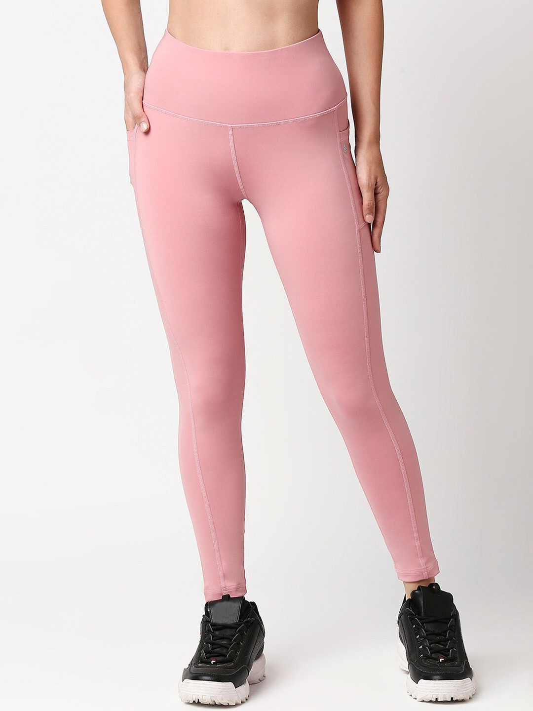 SOIE Women High Waist Ankle Length Quick Dry Sports Leggings With Side Pockets