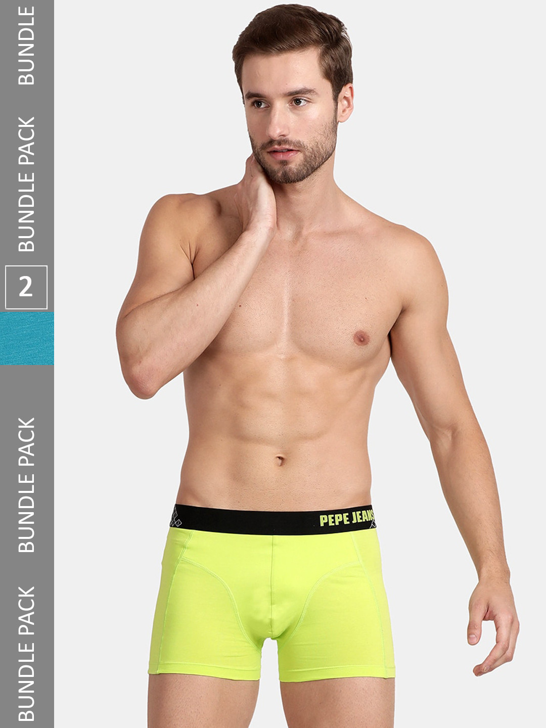 Pepe Jeans Pack Of 2 Brand Logo Printed Outer Elastic Cotton Trunks