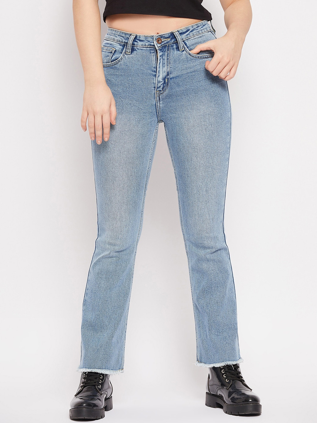 CAMLA Women Blue Slash Knee Heavy Fade Jeans