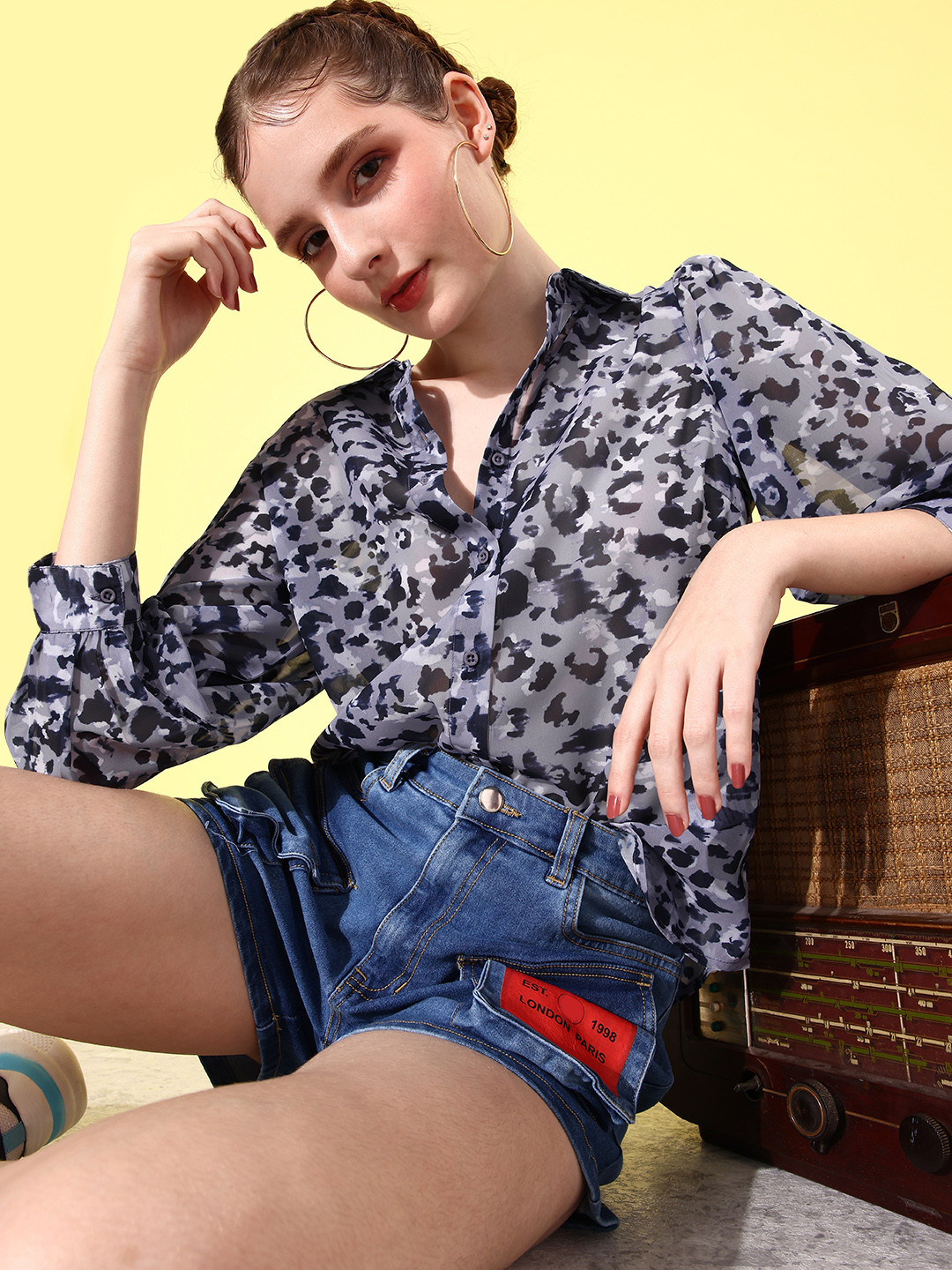 The Roadster Life Co. Animal printed Semi Sheer Casual Shirt