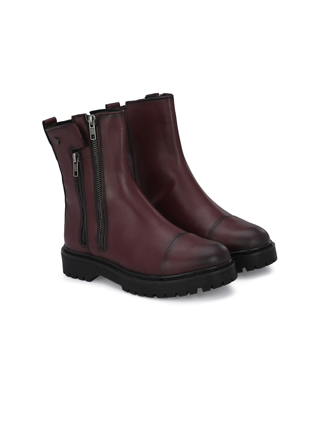 Delize Women Textured Mid Top Block-Heel  Boots