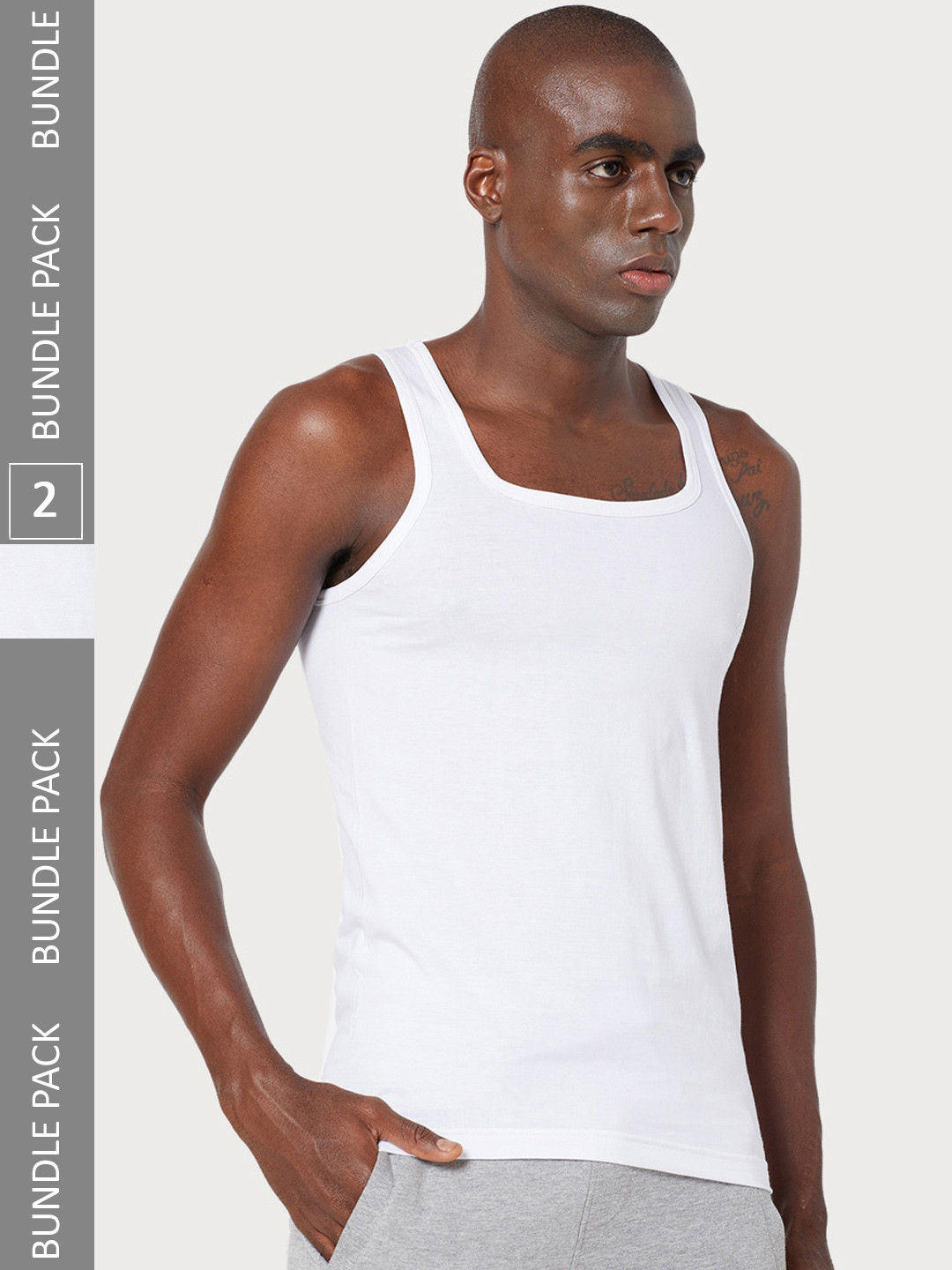 Zoiro Men Pack Of 2 Sleeveless Undershirts Innerwear Vests- SOFTCLASSIC 3110 WHITE TWIN