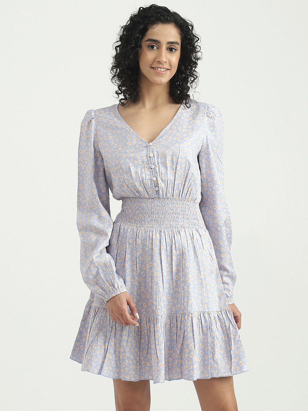 United Colors of Benetton Animal Printed V-Neck Dress