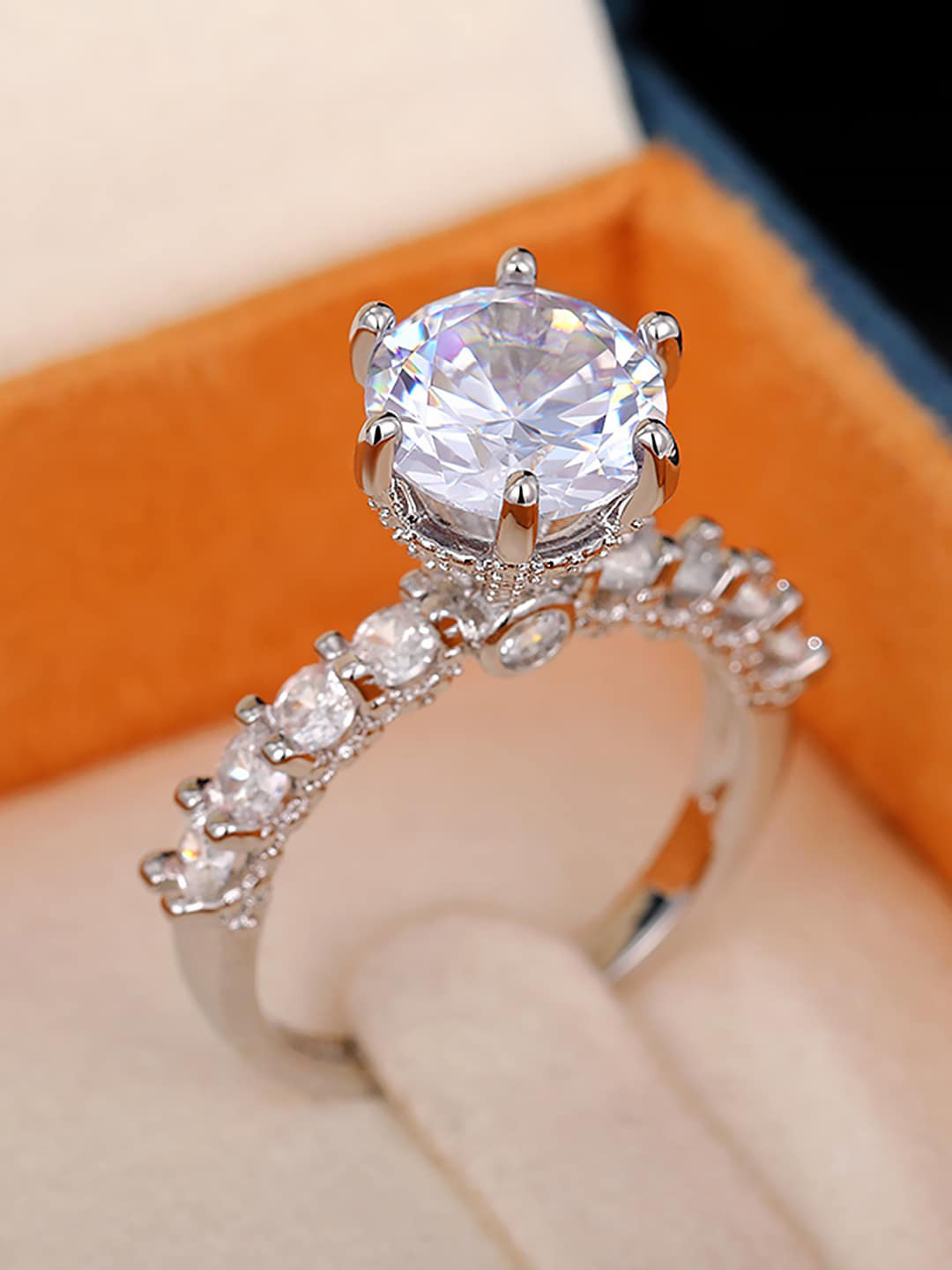 Peora Silver-Plated AD Studded Finger Ring