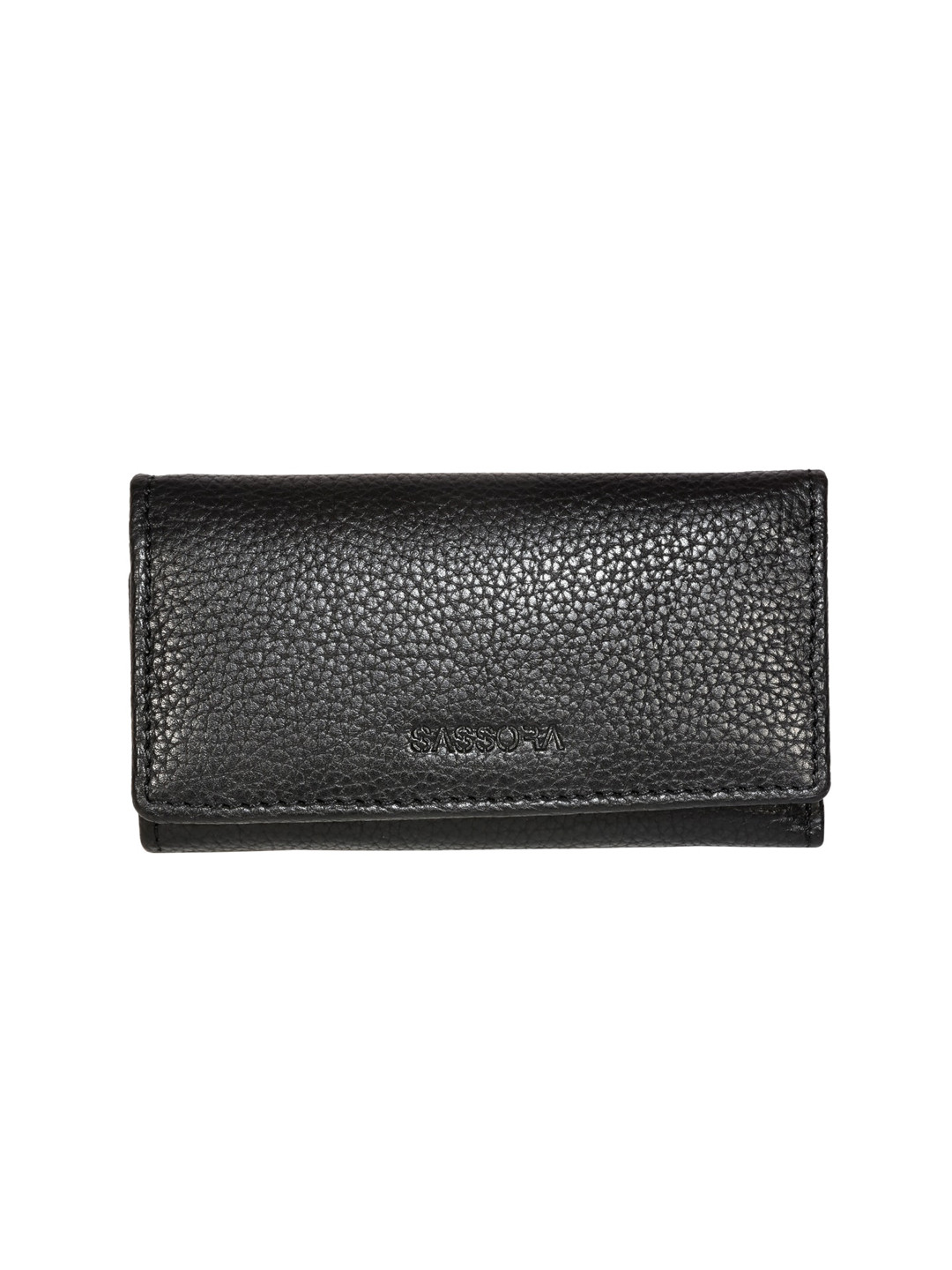 Sassora Black Genuine Leather Small Key Case