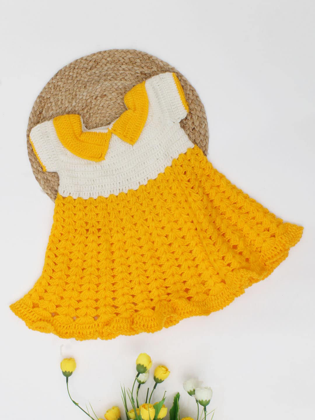 Woonie Peter Pan Collar Acrylic Fit & Flare Dress