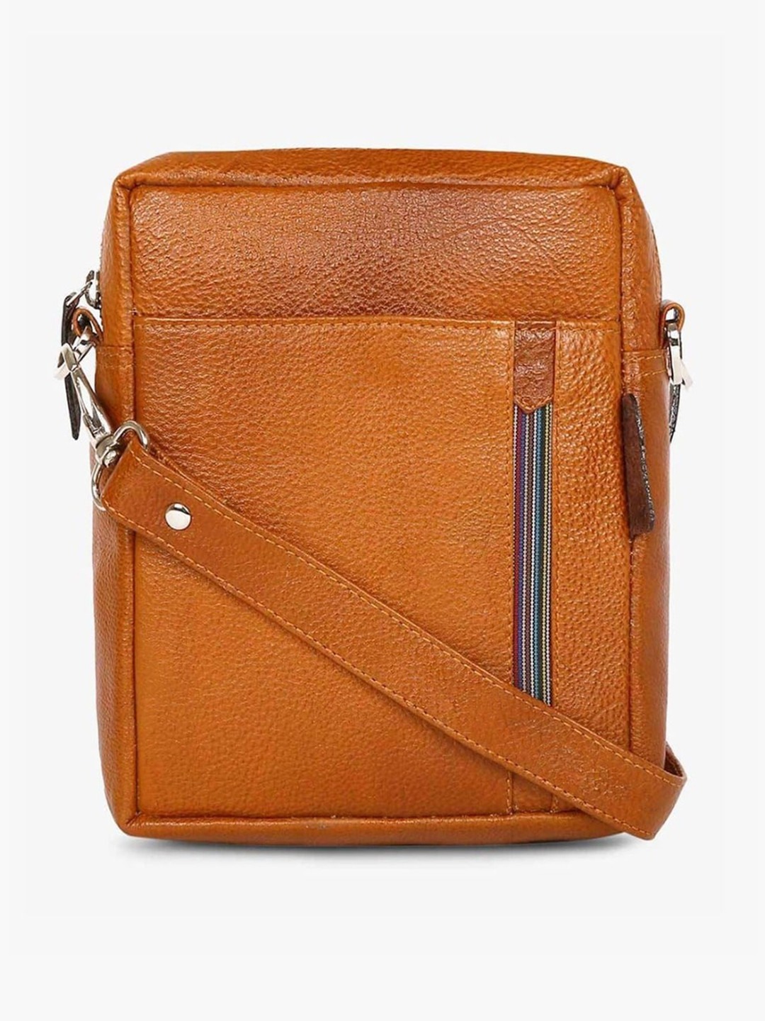 Tortoise Textured Leather Structured Sling Bag