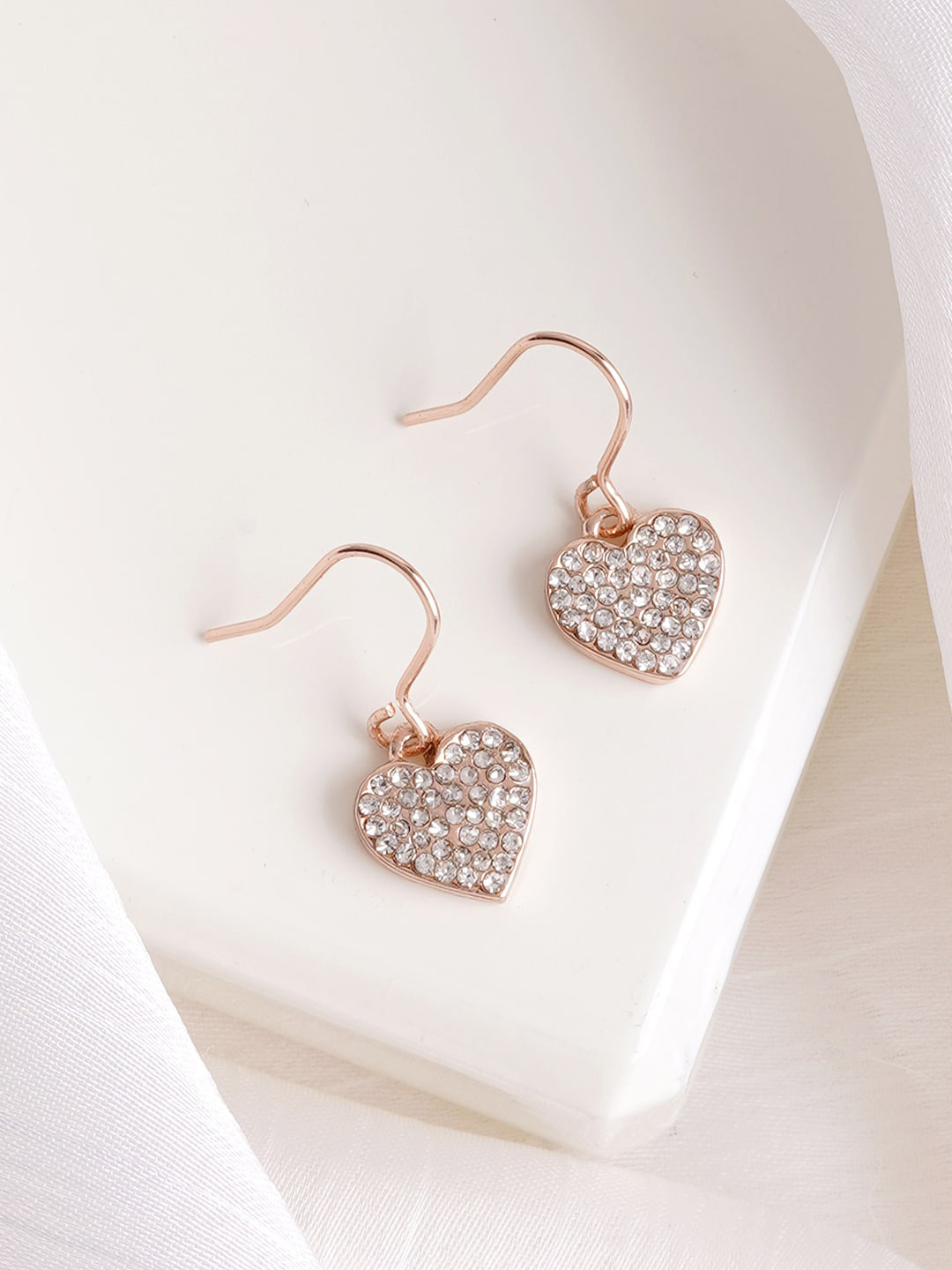 JOKER & WITCH Rose Gold-Plated Heart Shaped Drop Earrings