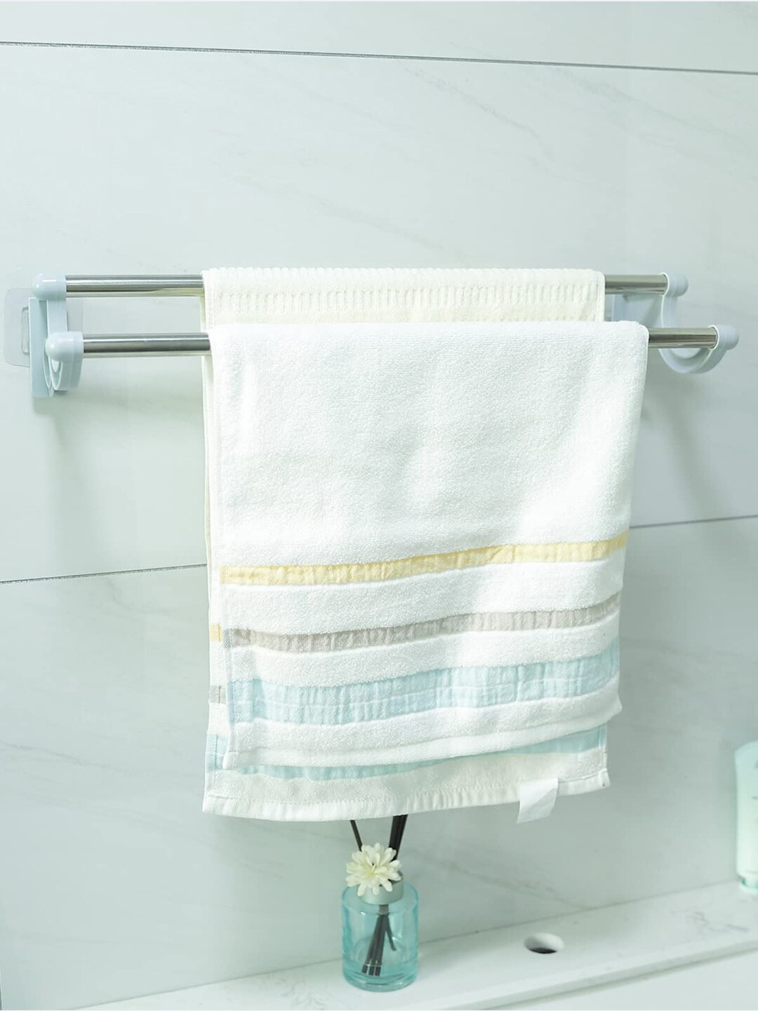 Kuber Industries Grey Wall Mounted Towel Hanger