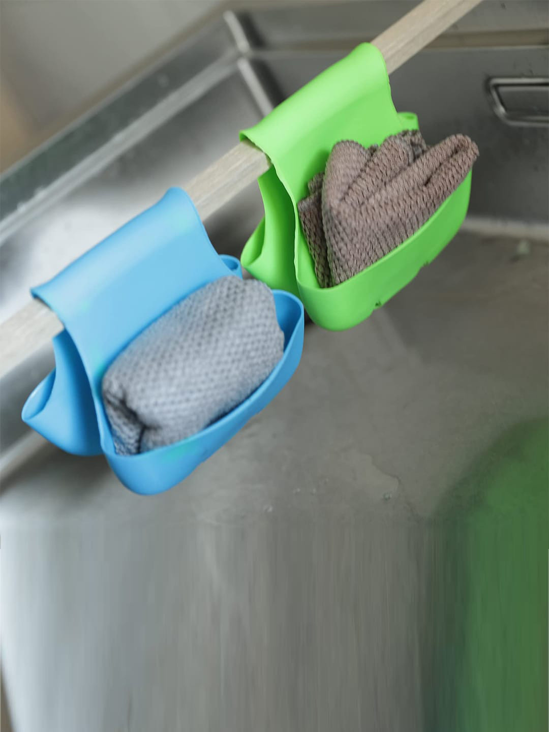 Kuber Industries Blue & Green 2 Pcs Double Sided Flexible & Portable Caddy