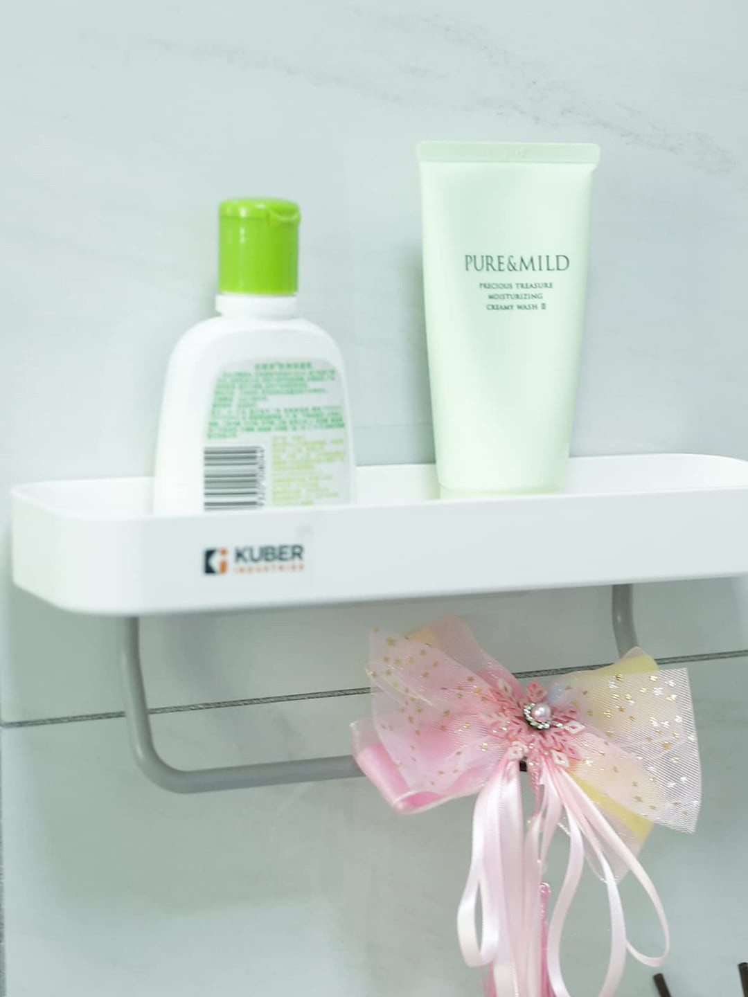 Kuber Industries White Towel Hanger With Wall Mounted Bathroom & Kitchen Organiser