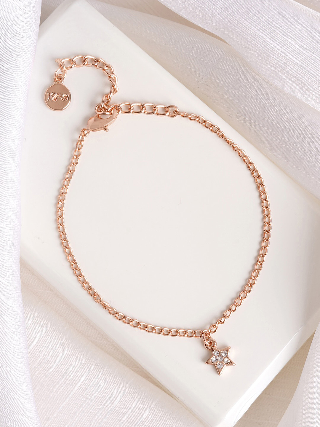 JOKER & WITCH Rose Gold-Plated Stone Studded Star Charm Bracelet