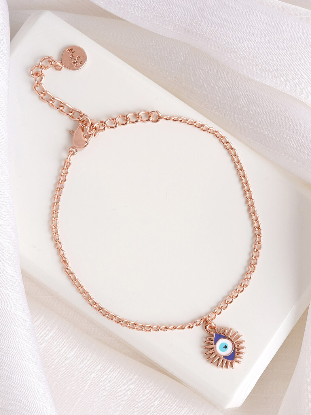 JOKER & WITCH Rose Gold-Plated Evil Eye Charm Bracelet