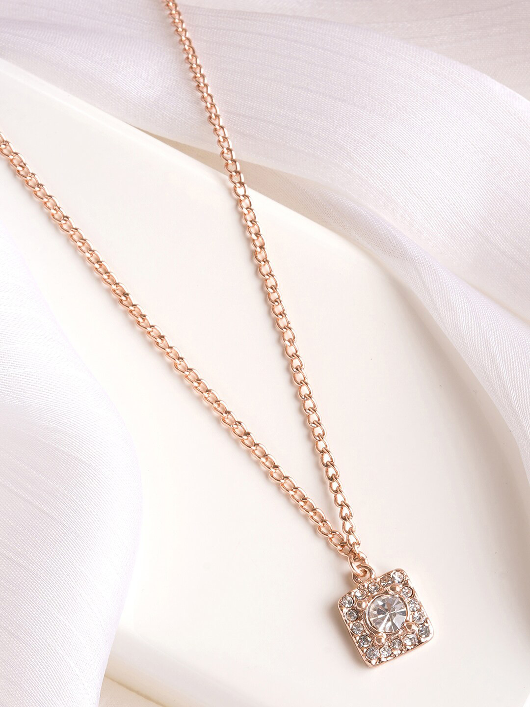 JOKER & WITCH Rose Gold-Plated Quad Rhinestone Charm Pendant