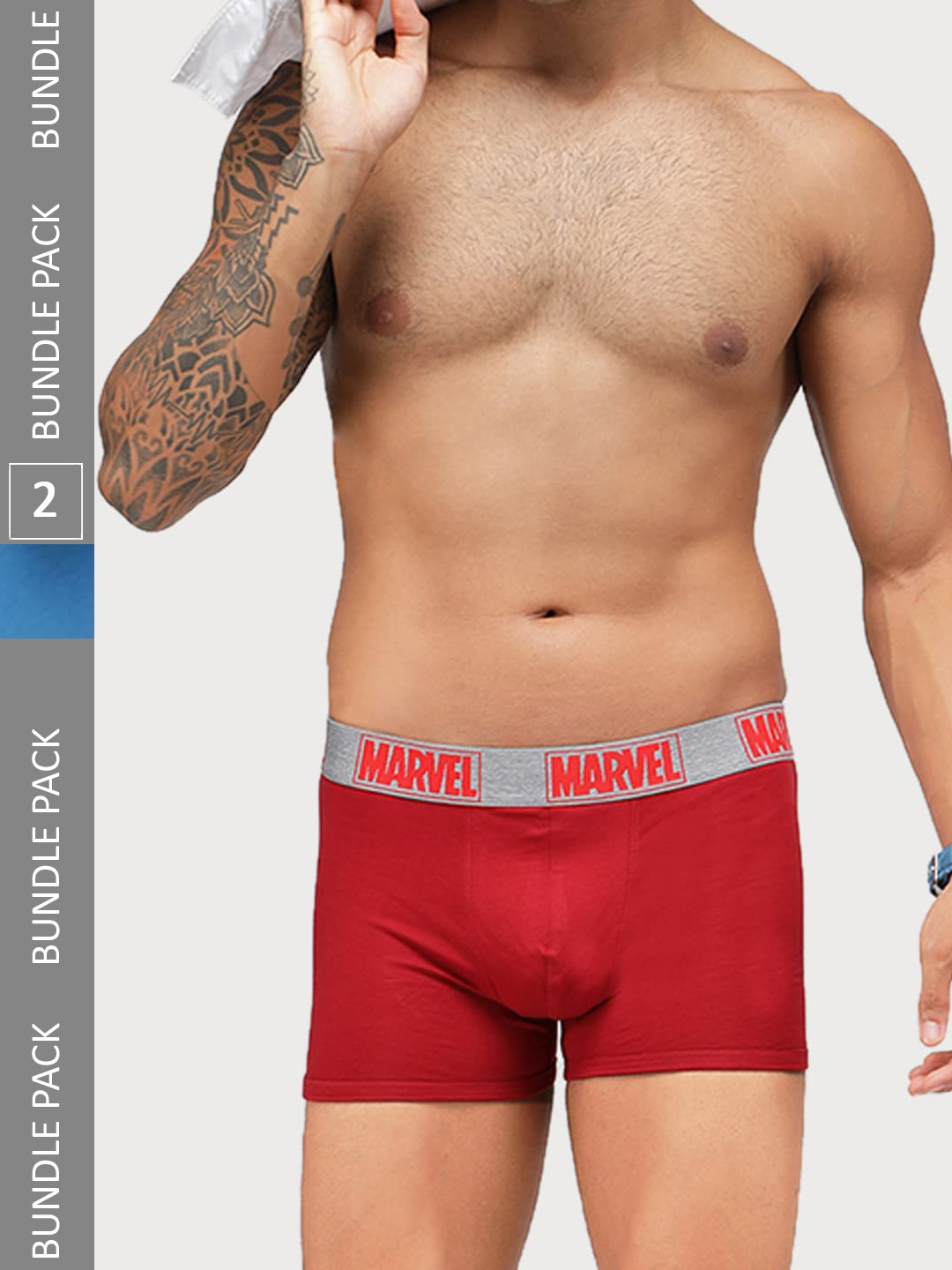 Zoiro Pack Of 2 Marvel Printed Detail Super Combed Cotton Trunks