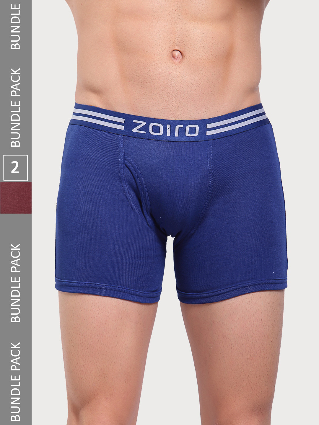 Zoiro Pack Of 2 Logo Printed Stretchable Anti pilling Inner Elastic Long Trunks
