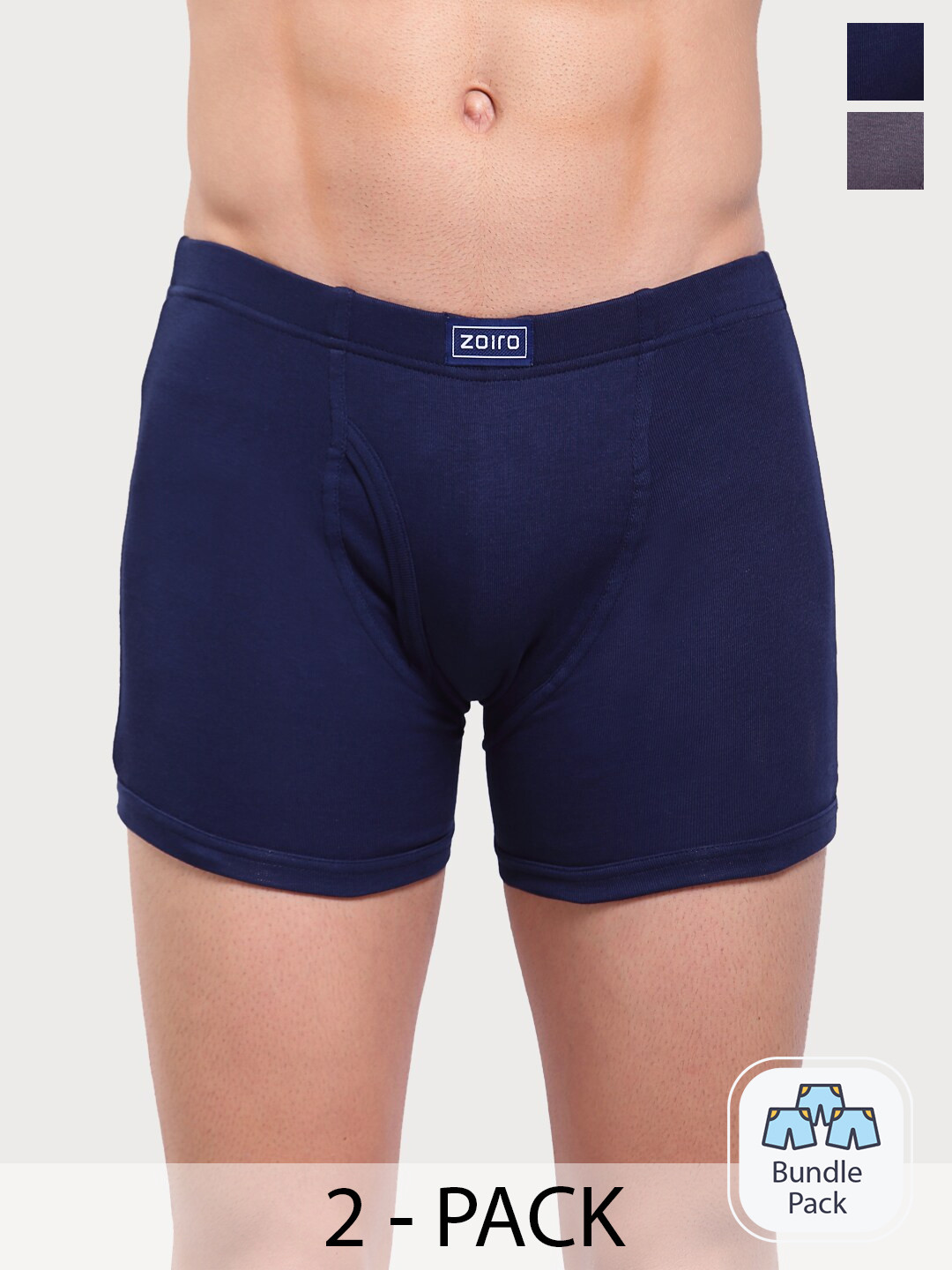 Zoiro Pack of 2 Mid Rise Silicon Finish Soft Feel Outer Elastic Trunks