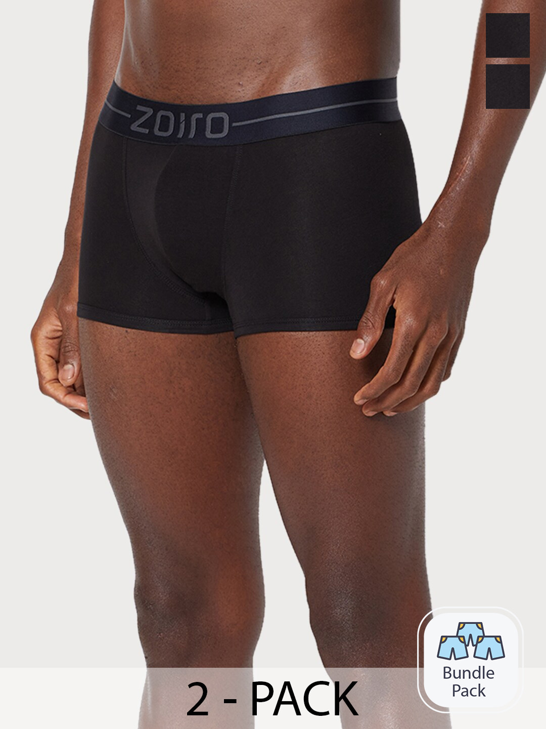 Zoiro Pack Of 2 Bio Wash Silicon Finish Soft Feel Outer Elastic Trunks