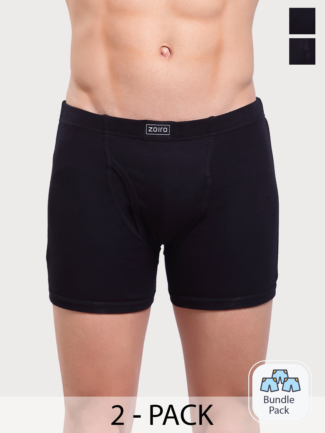 Zoiro Pack Of 2 Anti pilling Silicon Finish Inner Elastic Waist Band Long Trunk