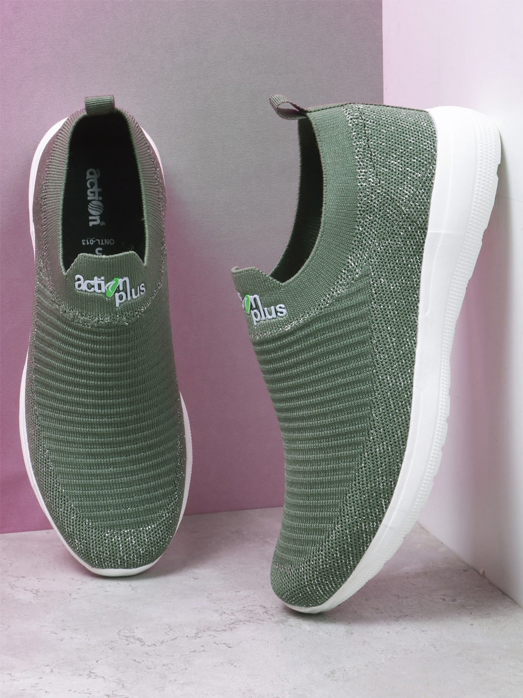 Action Plus Women Woven Design Slip On Sneakers