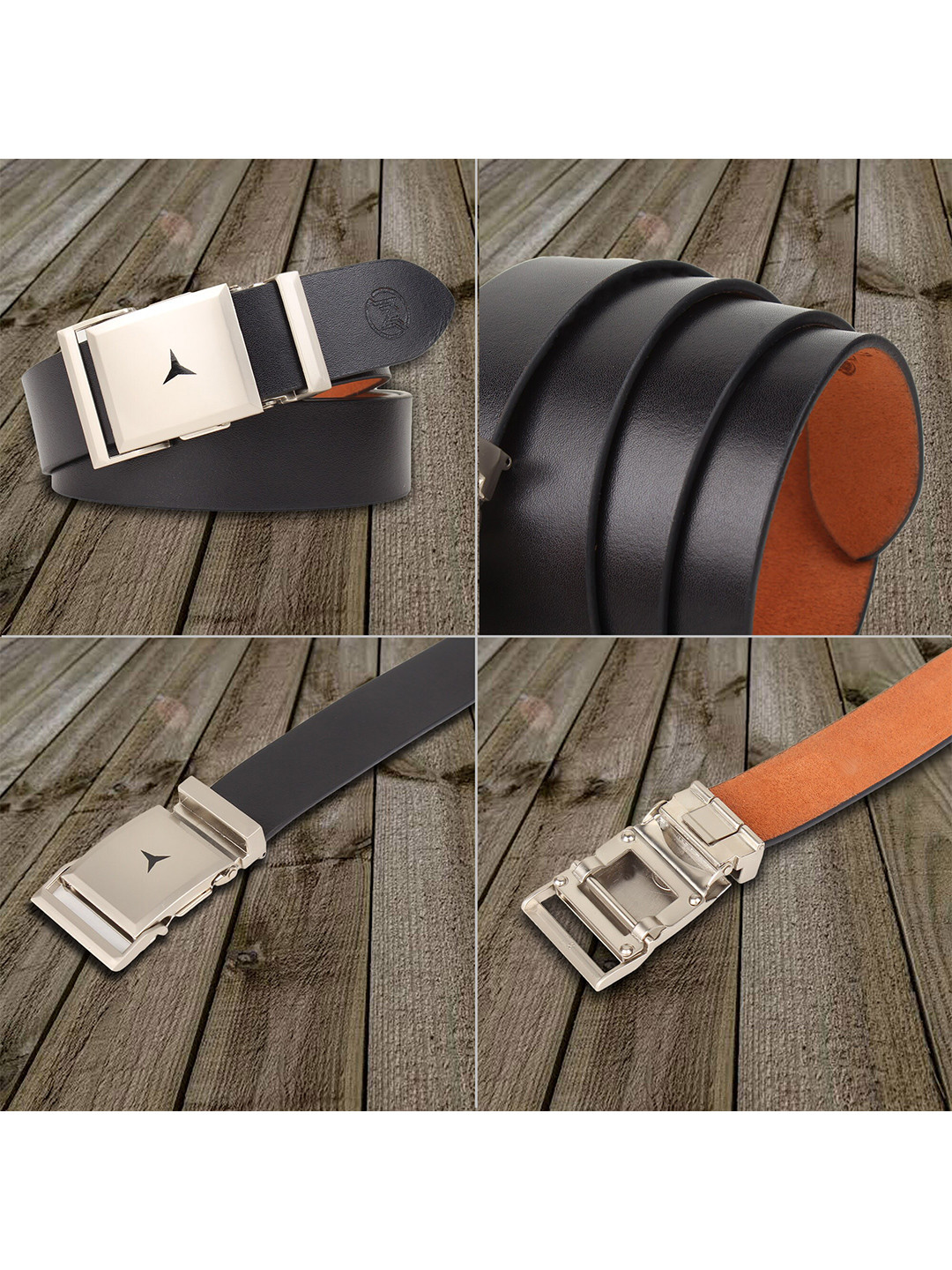 ZORO Men Leather Slider Buckle Wide Formal Belt