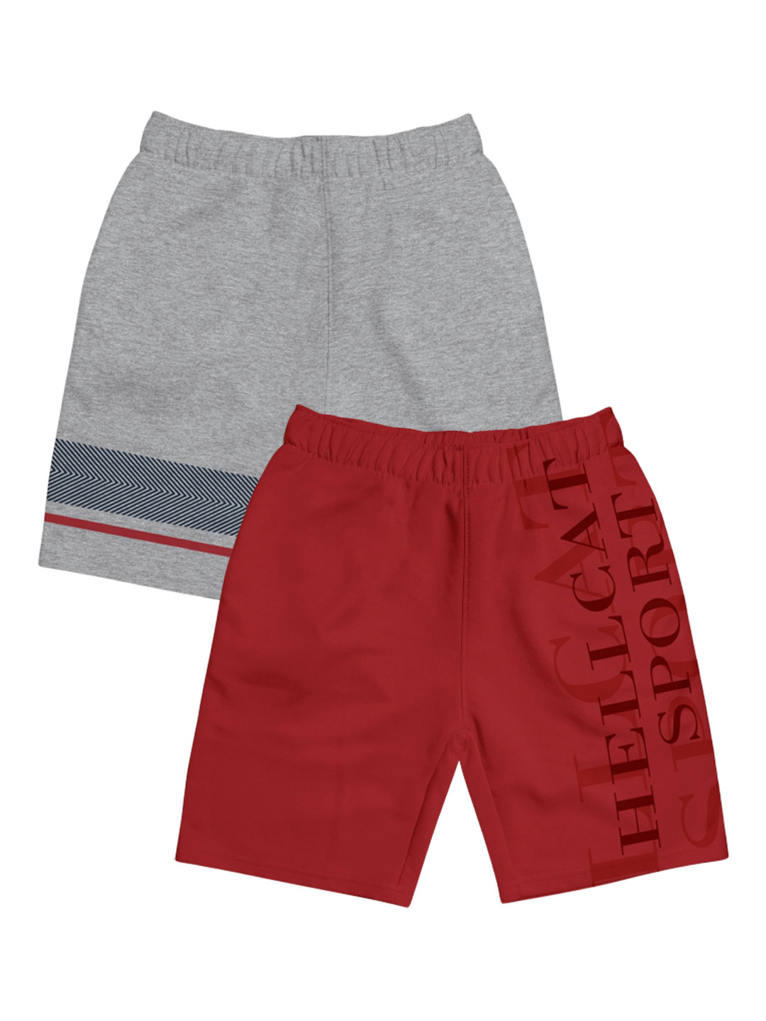 HELLCAT Boys Pack Of 2 Typographic Printed Cotton Sports Shorts