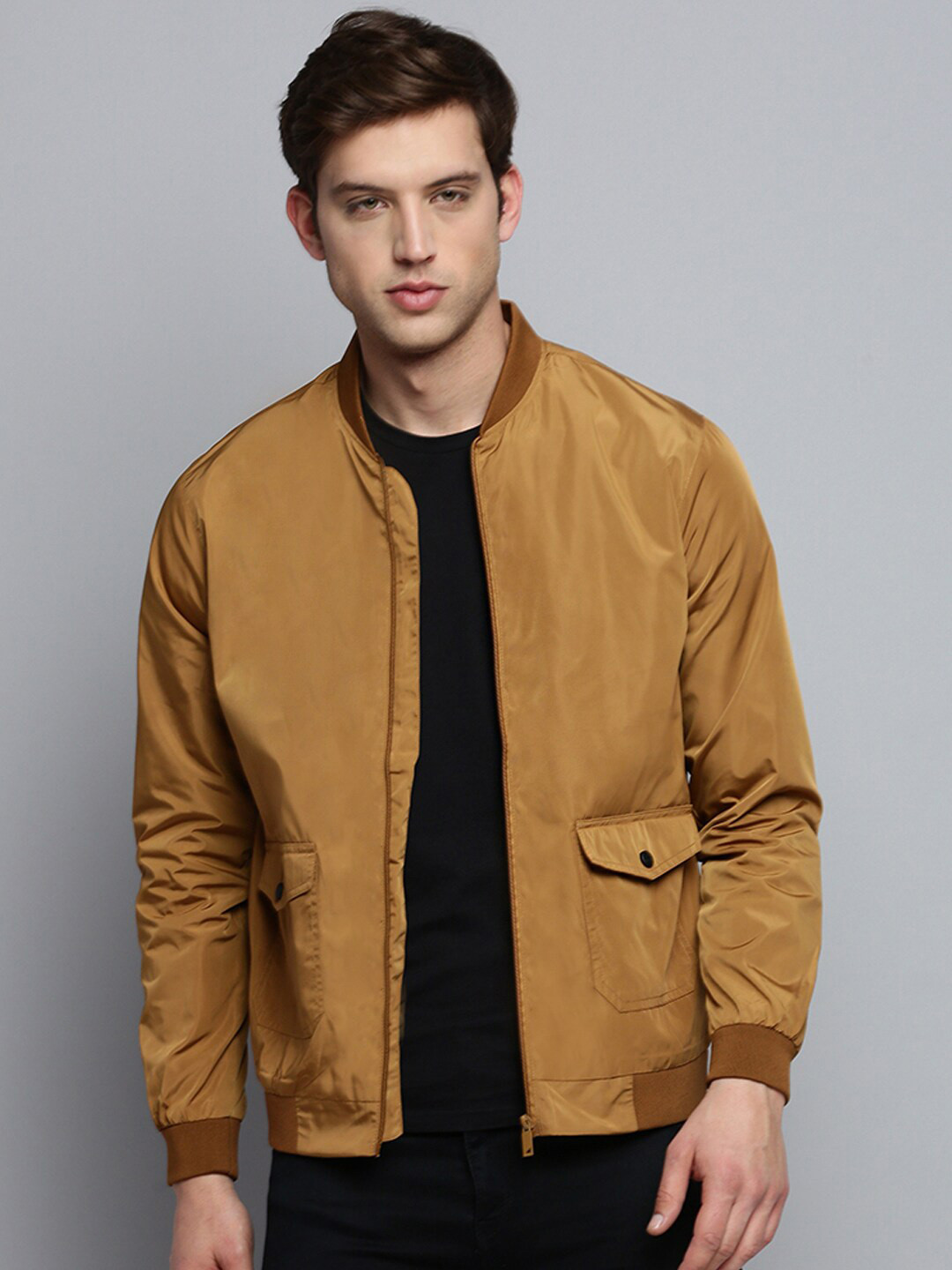 SHOWOFF Mandarin Collar Water Resistant Bomber Jacket