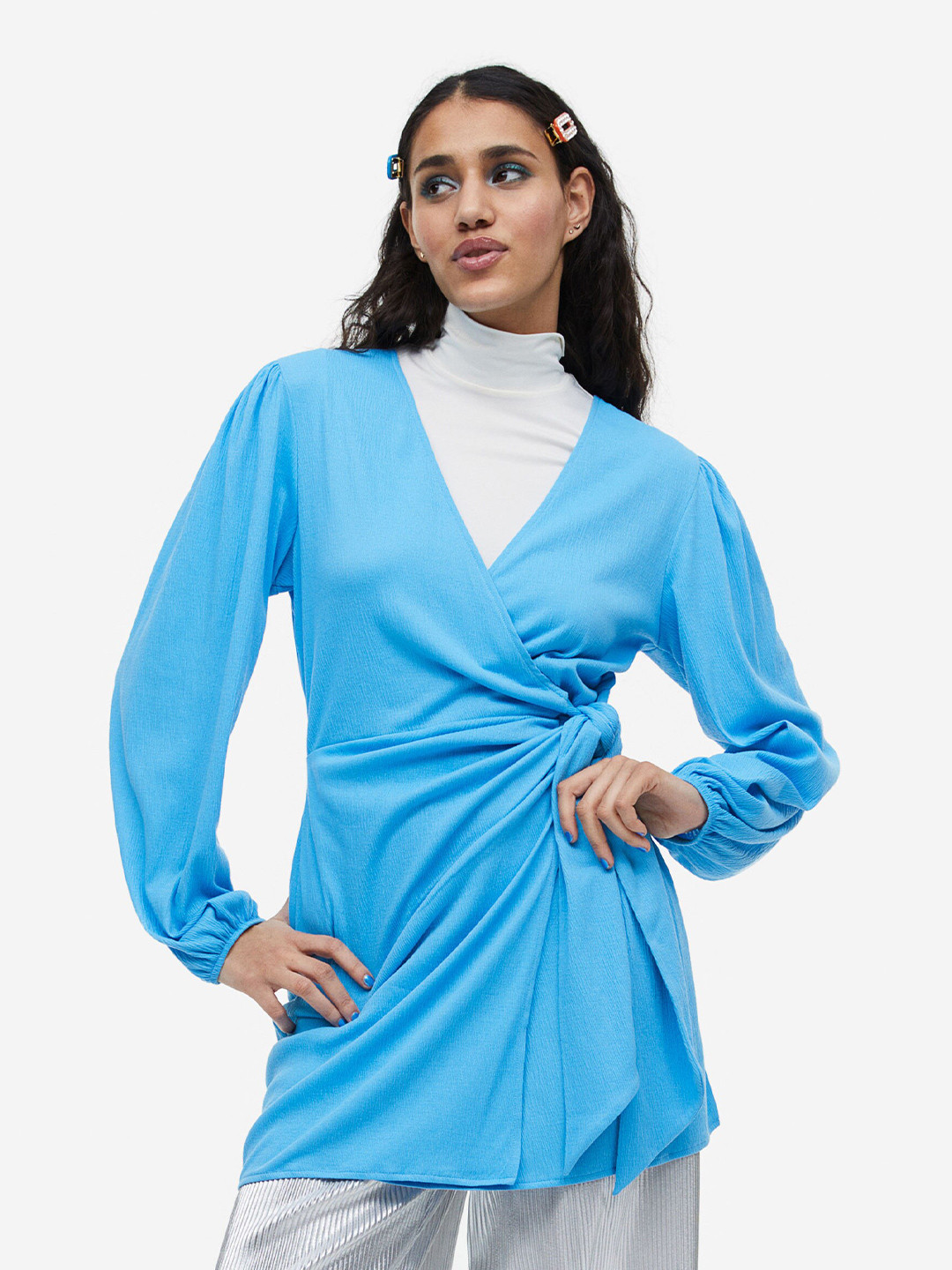 H&M Balloon-Sleeved Wrap Dress