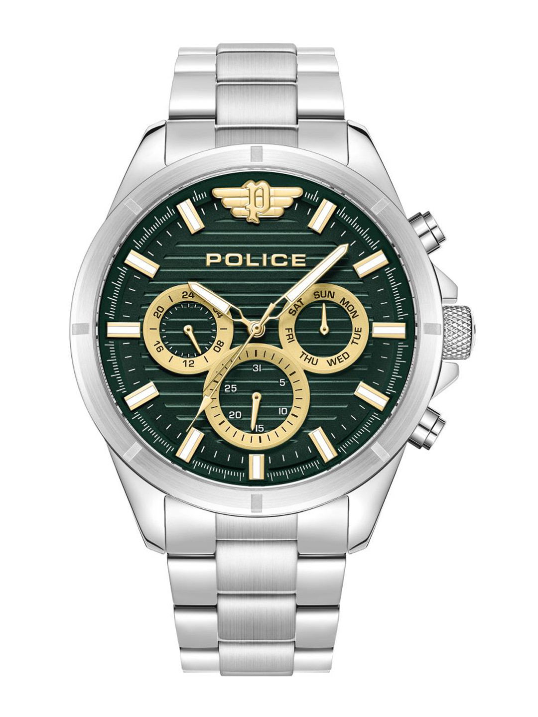 Police Men Patterned Dial & Stainless Steel Bracelet Style Watch PLPEWJK2227803