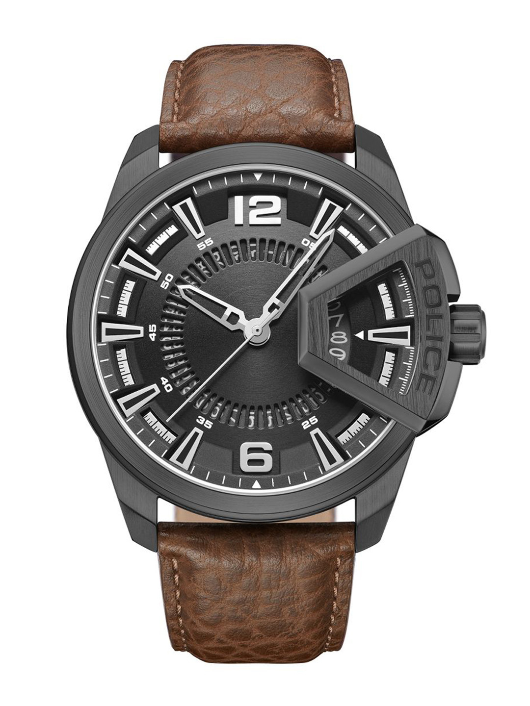 Police Men Leather Straps Analogue Watch PLPEWJB0005602