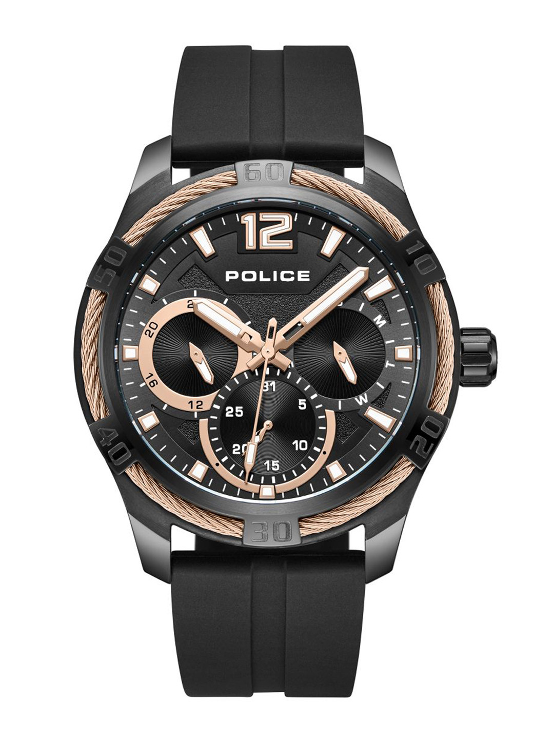 Police Men Textured Silicon Straps Analogue Watch PLPEWJQ0005304