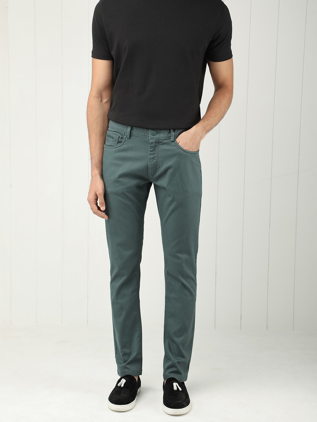 RARE RABBIT Poke Slim Fit Mid-Rise Cotton Trouser