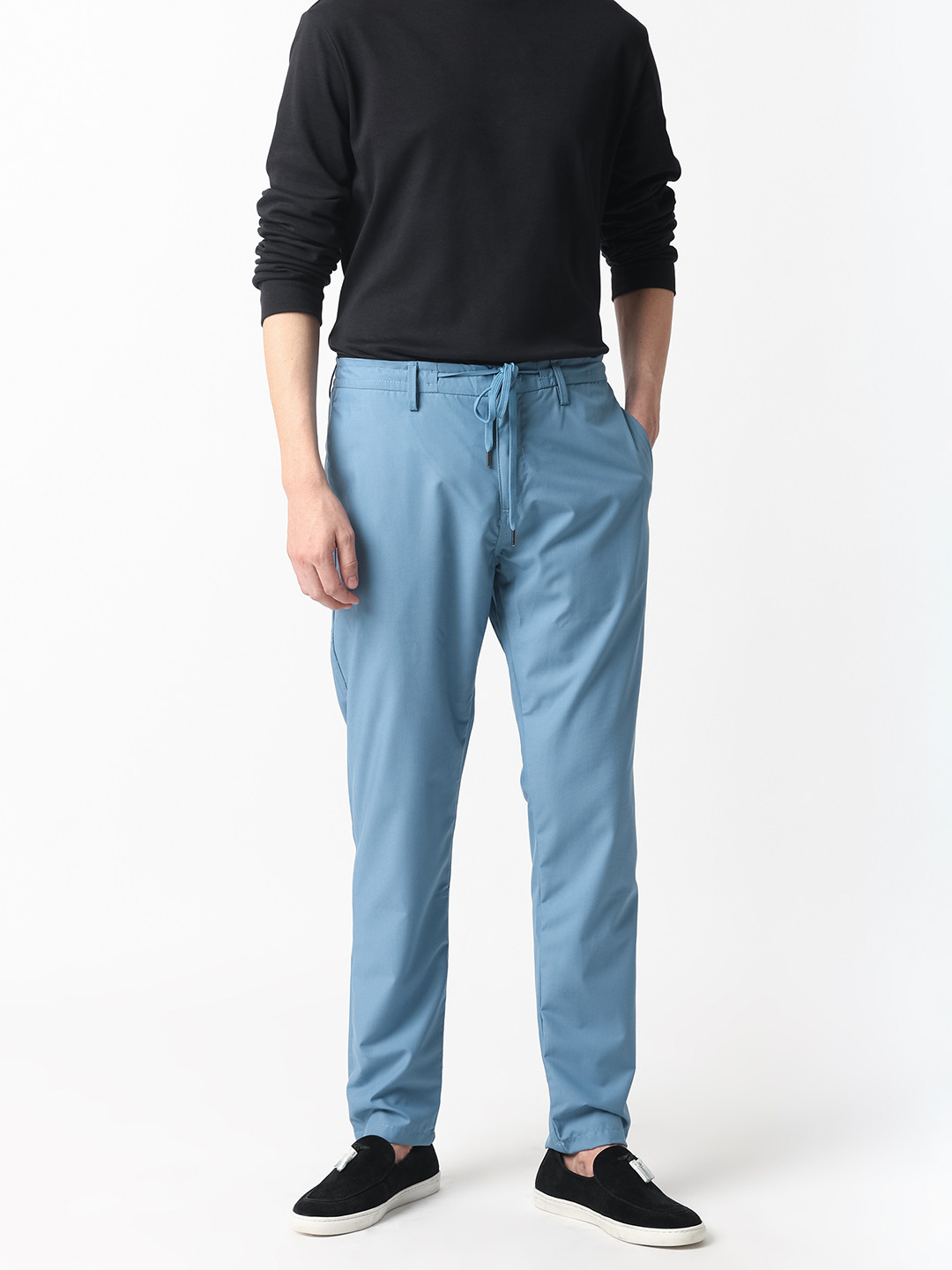 RARE RABBIT Men Aux Drawstring Slim Fit Mid-Rise Trouser