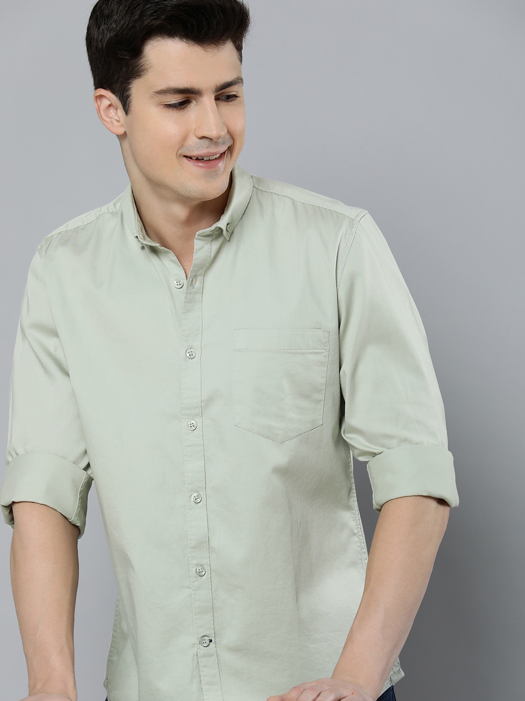 Buy Mast & Harbour Men Standard Solid Satin Cotton Casual Shirt