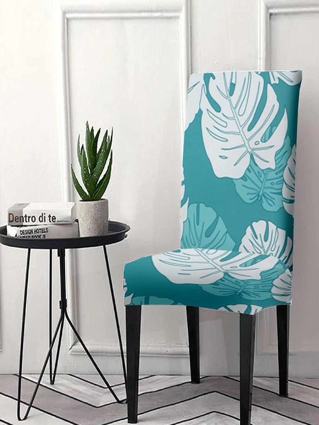 Cortina Sea Green Printed Super Stretchable Chair Covers