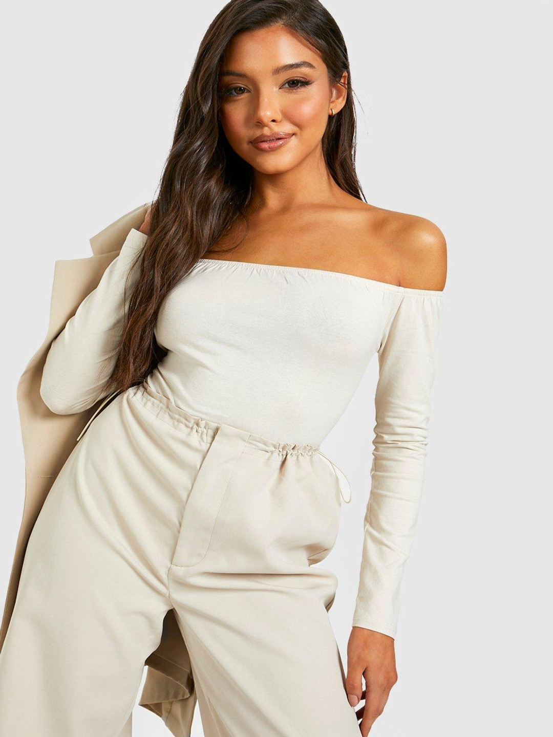 Boohoo Off-Shoulder Long Sleeves Bodysuit
