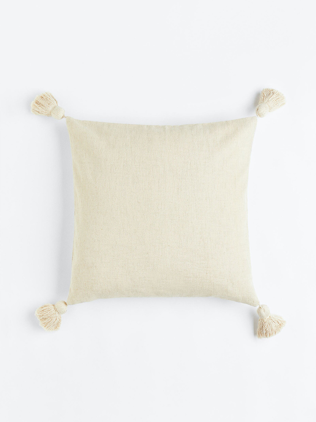 H&M Beige Cotton Washable Textured Square Cushion Cover -18x18In