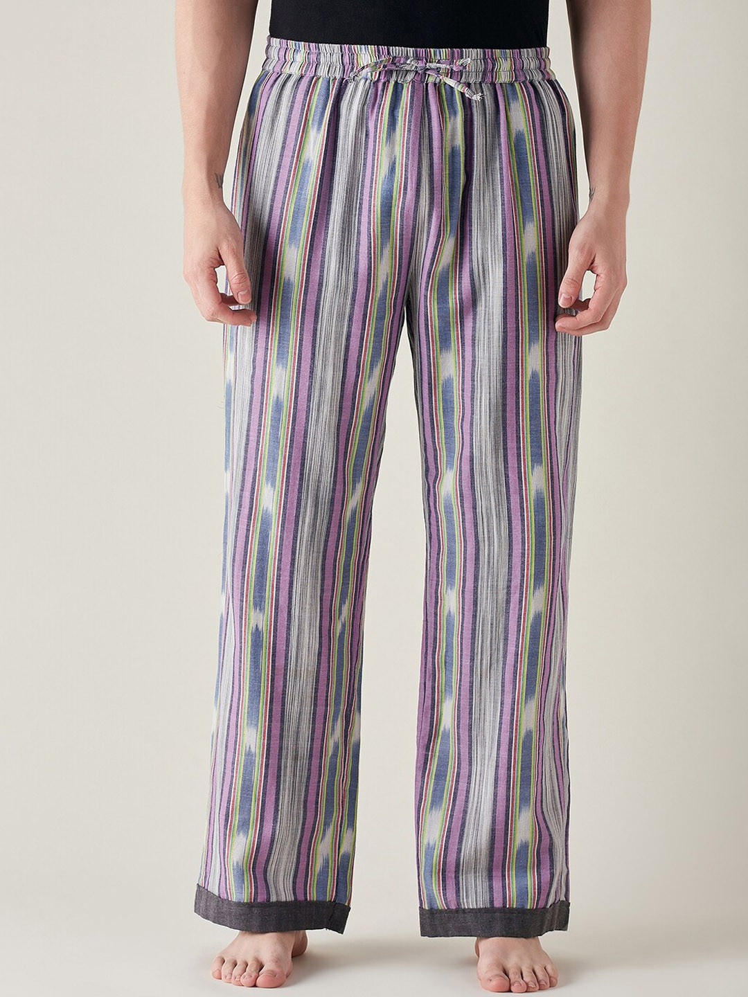 The Kaftan Company Men Striped Pure Cotton Lounge Pants