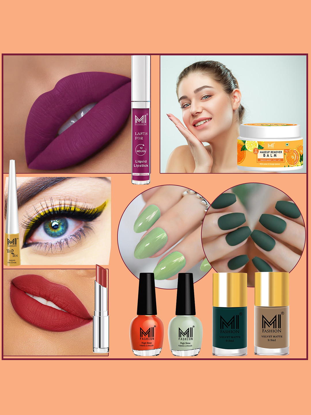 MI FASHION 8 Pcs Bridal High Quality Makeup Gift Set - Combo B228