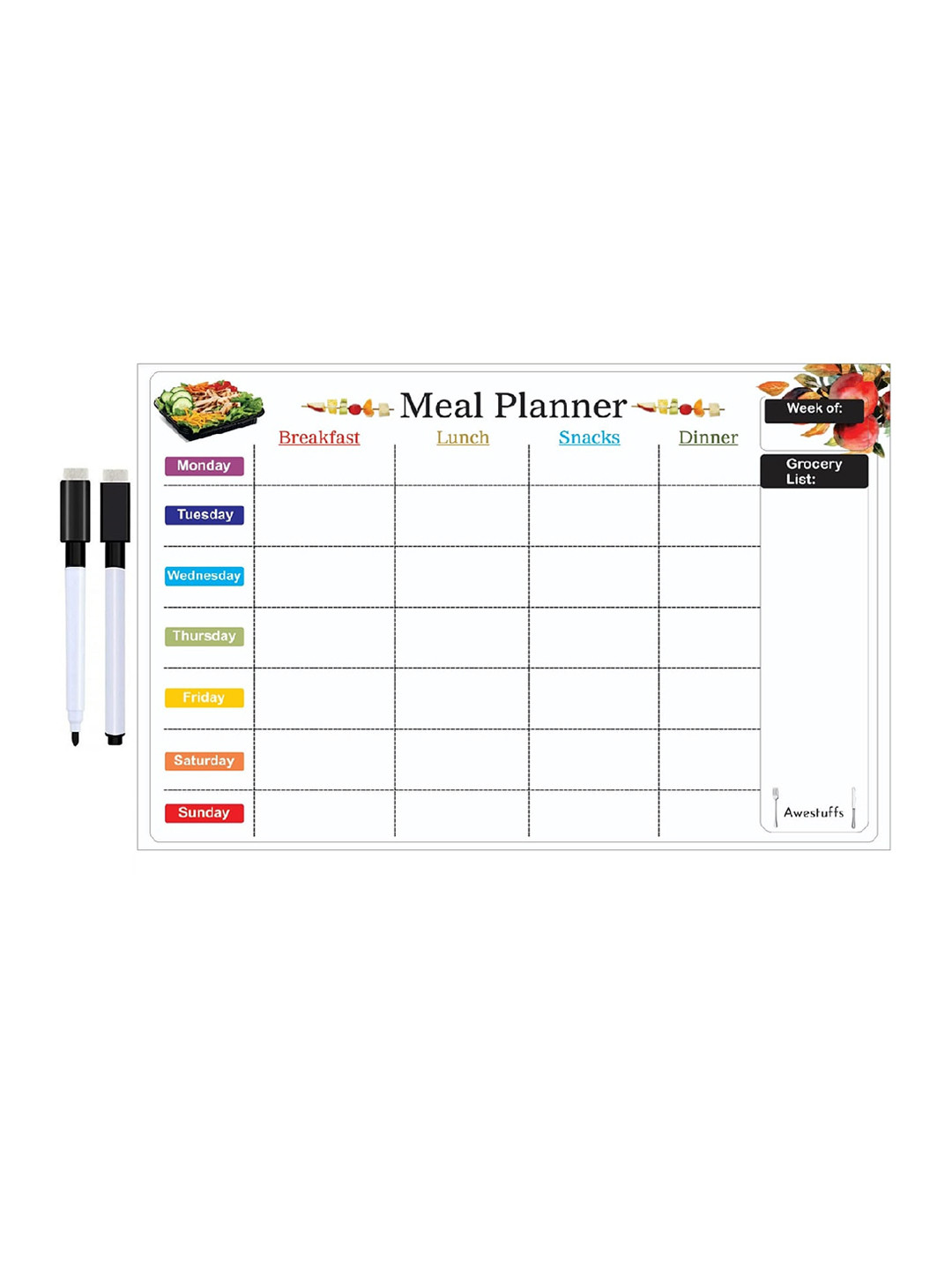 Awestuffs Magnetic Weekly Dry Erase Meal Planner