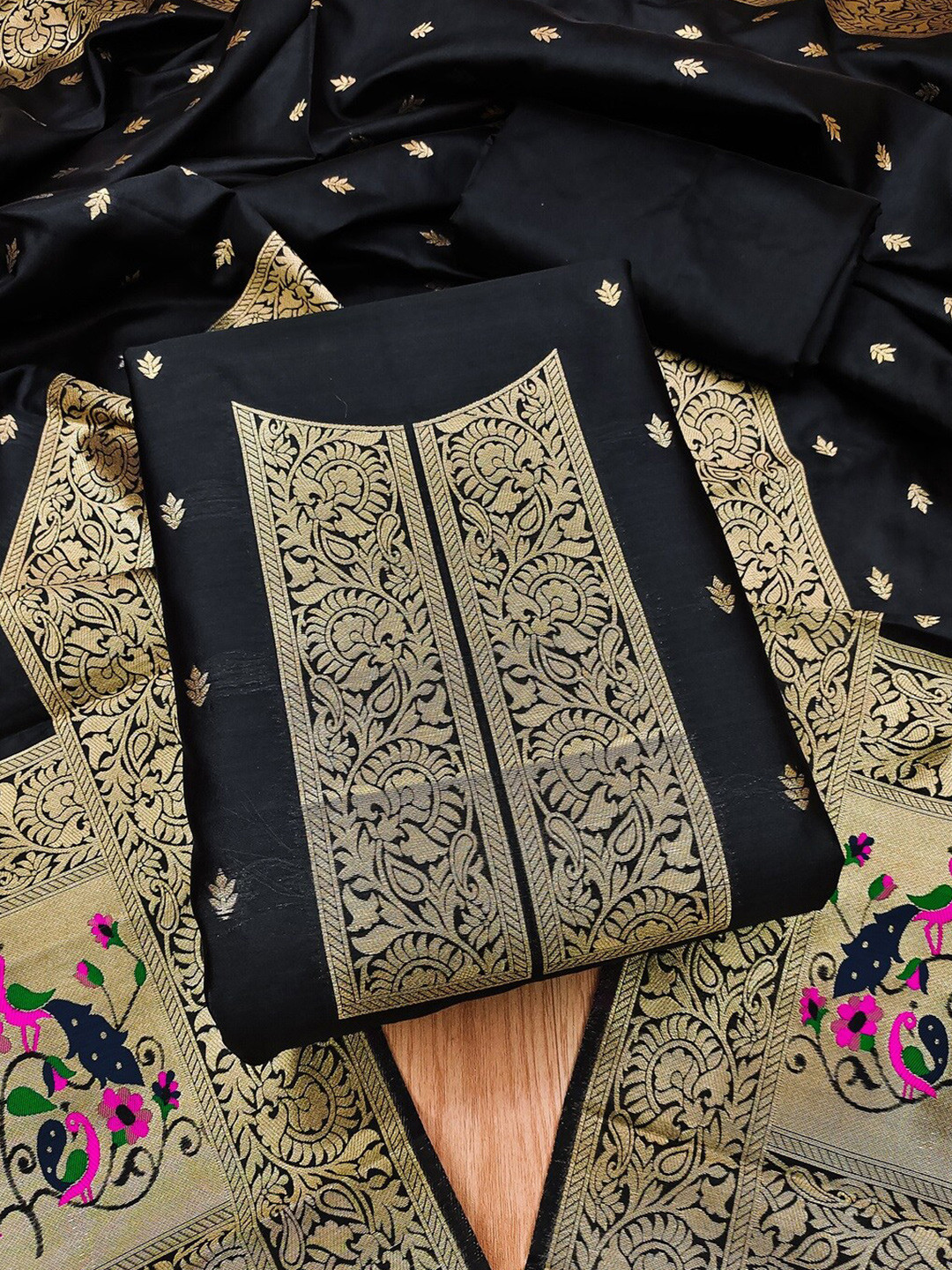 KALINI Banarasi Paithani Unstitched Dress Material