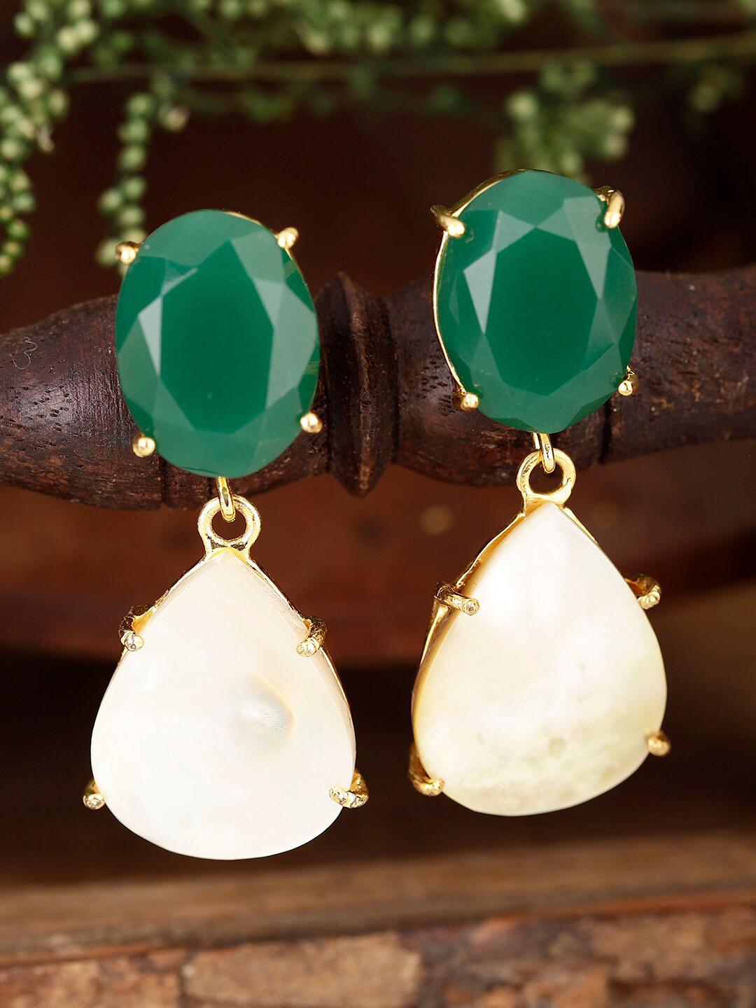 XAGO Gold-Plated Teardroped Shaped Drop Earrings