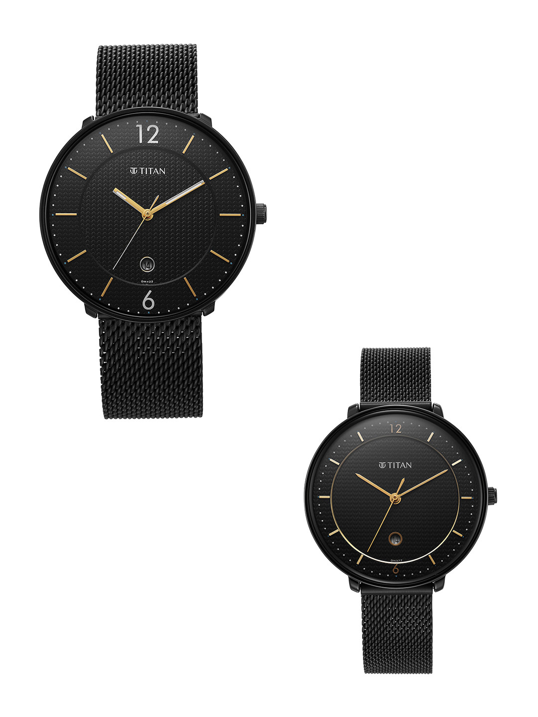 Titan Pack Of 2 Stainless Steel Bracelet His & Her Couple Analogue Watch 18492651NM01