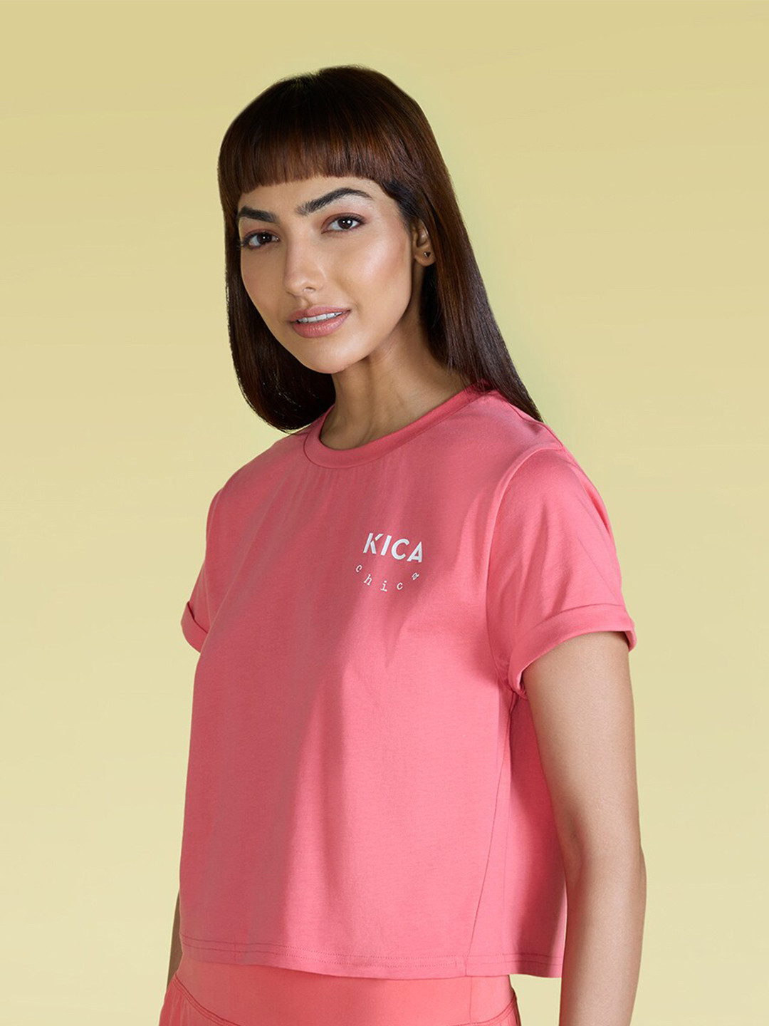 KICA Brand Logo Printed Round Neck Cotton Boxy-Fit T-Shirt